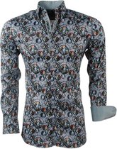 Montazinni - Heren Overhemd met Trendy Design - Groen