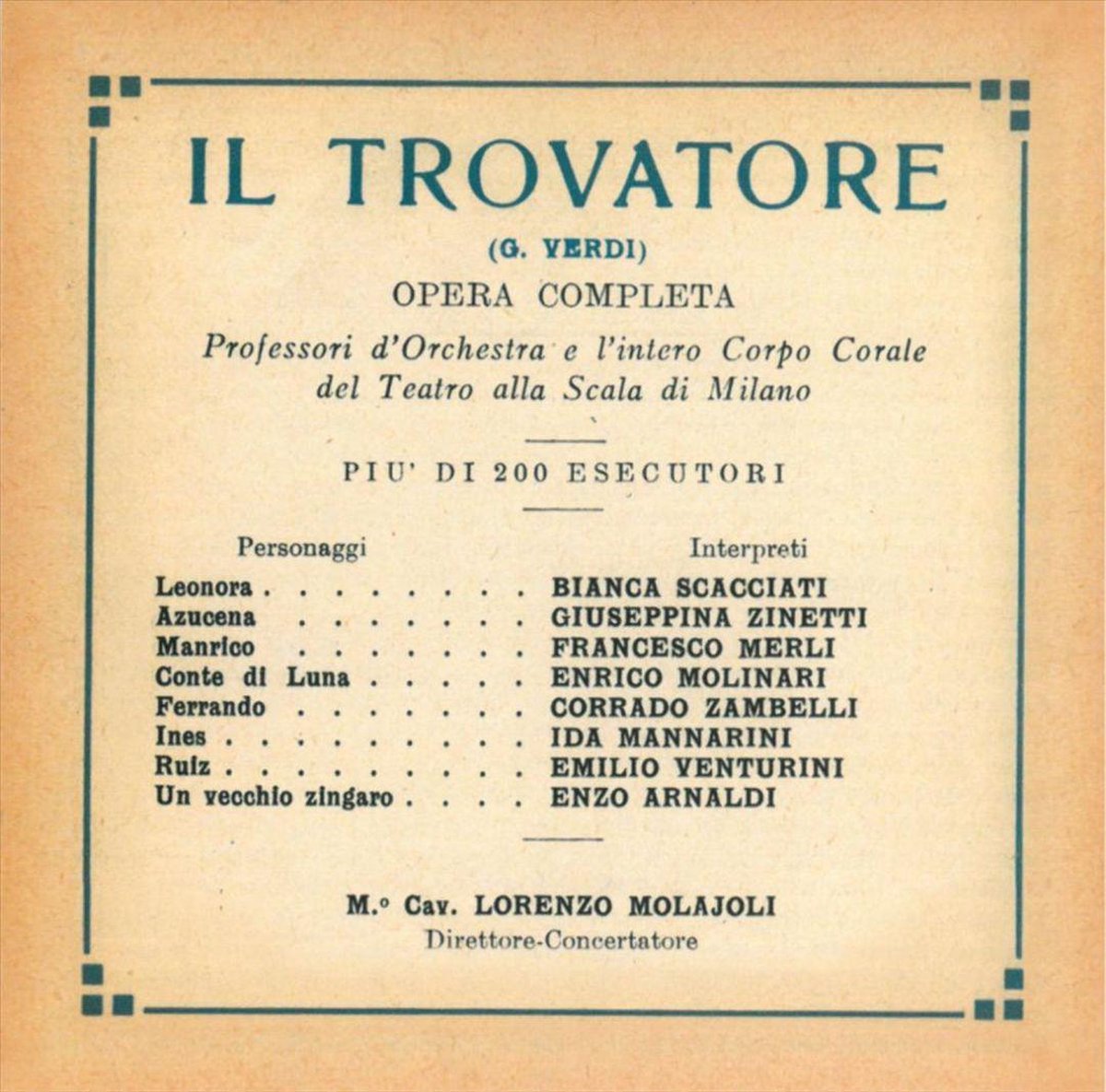 Il Trovatore GA 1930, Lorenzo Molajoli CD (album) Muziek bol