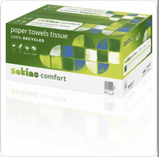 Satino premium papieren handdoekje 2 laags 25x23 cm 20 x 160 =3200 stuks