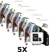 5x Kingston Canvas Select Plus flashgeheugen 32 GB MicroSDHC Klasse 10 UHS-I