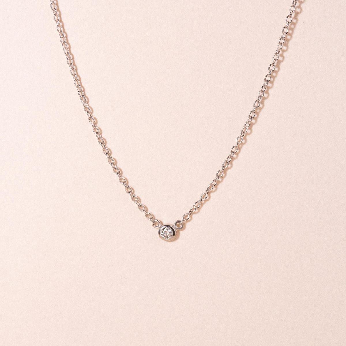 Single diamond baby ketting zilver