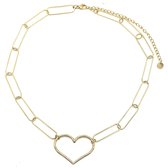 Dielay - Ketting met Hart - RVS - Lengte Verstelbaar 39-49 cm - Goudkleurig