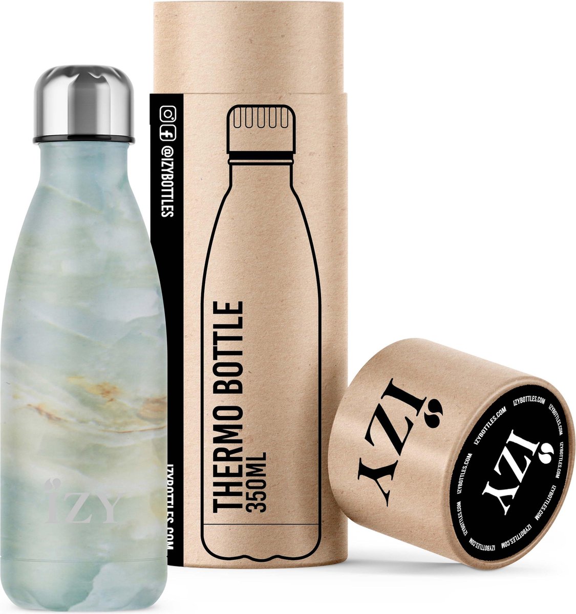 IZY - drinkfles / thermosfles - 350 ml - Groen Marmer