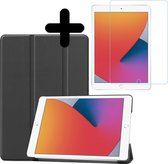 iPad 10.2 2020 Hoes Book Case Hoesje Cover Met Screenprotector - Zwart