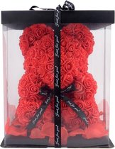 Rozen beer rood | 25cm | Rose Bear | geschenk | Valentijn Cadeau | babyshower | kraamcadeau | handgemaakt | kunstbloemen Rose Teddy bear | Inclusief Giftbox |