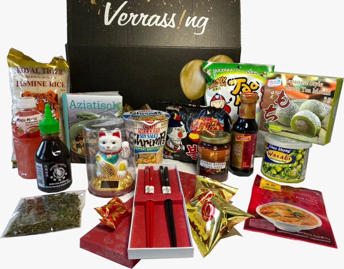 Premium borrel Asia Cadeaupakket - kerstpakket - borrelhapjes - asian tapas Cadeauset - kookboek - Verwenpakket - Thee - Matcha - Relatiegeschenk - Geschenkset - Luxe taste of Asia - Aziatisch - Lekkernijen - Complete box - Stayhome - Snack pakket
