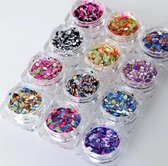 Nail art set | nageldecoratie | nagel art confetti | set van 12 kleuren