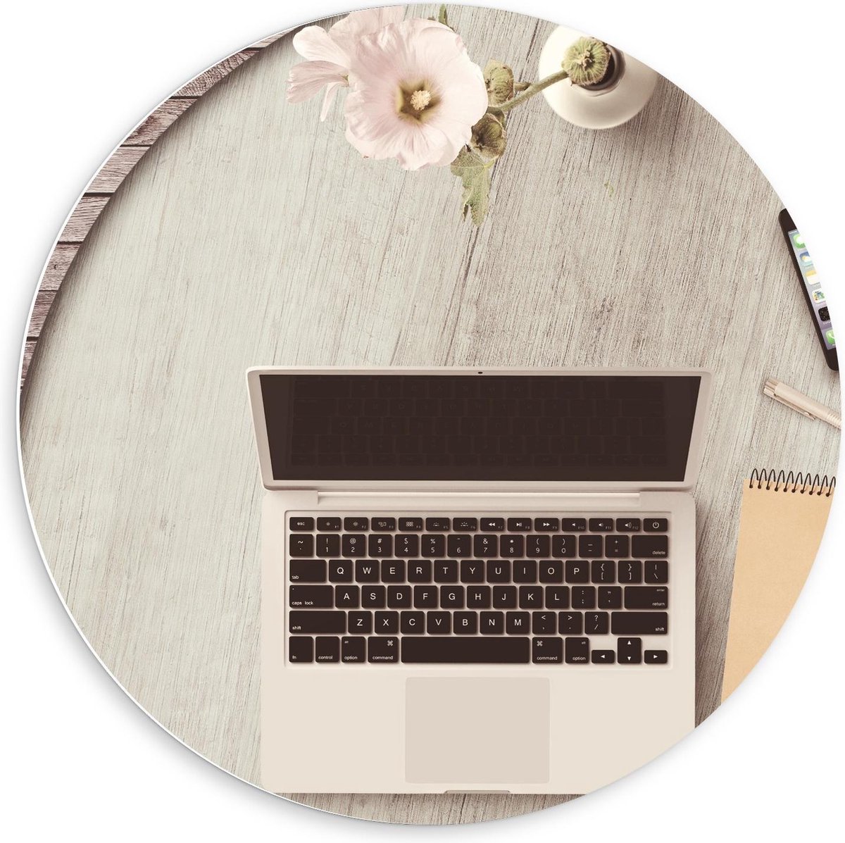 KuijsFotoprint - Schilderij - Laptop Tuintafel - Zwart, Groen En Grijs - 60 X 60 Cm