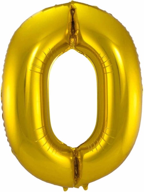 Ballon Cijfer 0 Jaar Goud Verjaardag Versiering Gouden Helium Ballonnen Feest Versiering 86 Cm XL Formaat Met Rietje