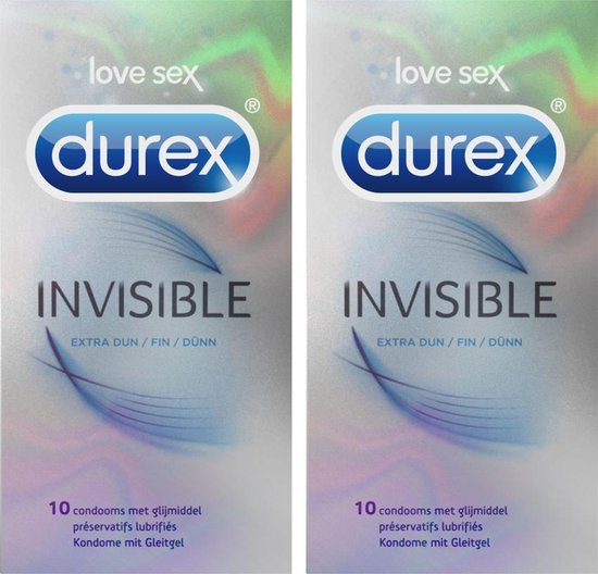 Durex Invisible Condoom - Dunste condoom met extra glijmiddel - 2 x 10  stuks | bol