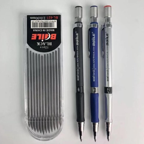 Soms Onderdrukking Onderdrukking Vulpotlood 2 mm 2B - kleur BLAUW - Tekening Schrijven - Potlood met 12  potloden... | bol.com