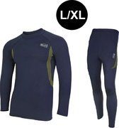 Thermo kleding set - unisex - fleece binnenzijde - marine blauw - Maat L/XL