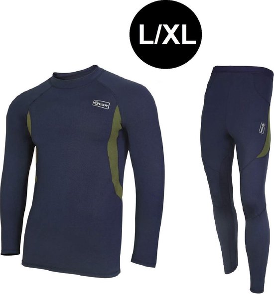 Thermo kleding set - unisex - fleece binnenzijde - marine blauw - Maat L/XL  | bol.com