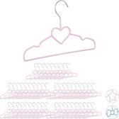 Relaxdays 50 x Kinderkledinghanger - draad - kledinghanger kind - klerenhanger set roze