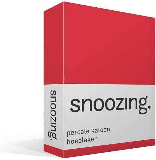 Snoozing - Drap housse - Double - 140x220 cm - Coton percale - Rouge