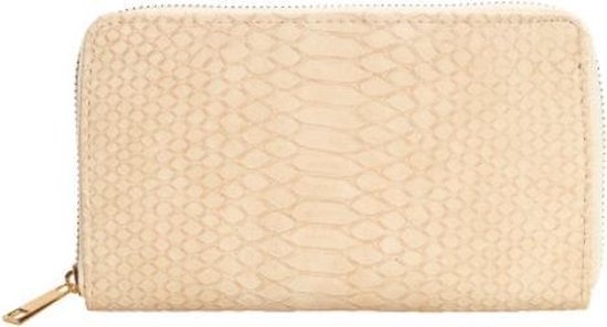 Trendy grote portemonnee met krokodillen print in de kleur off-white