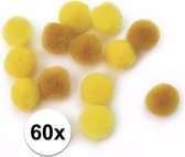 60x knutsel pompons 15 mm geel