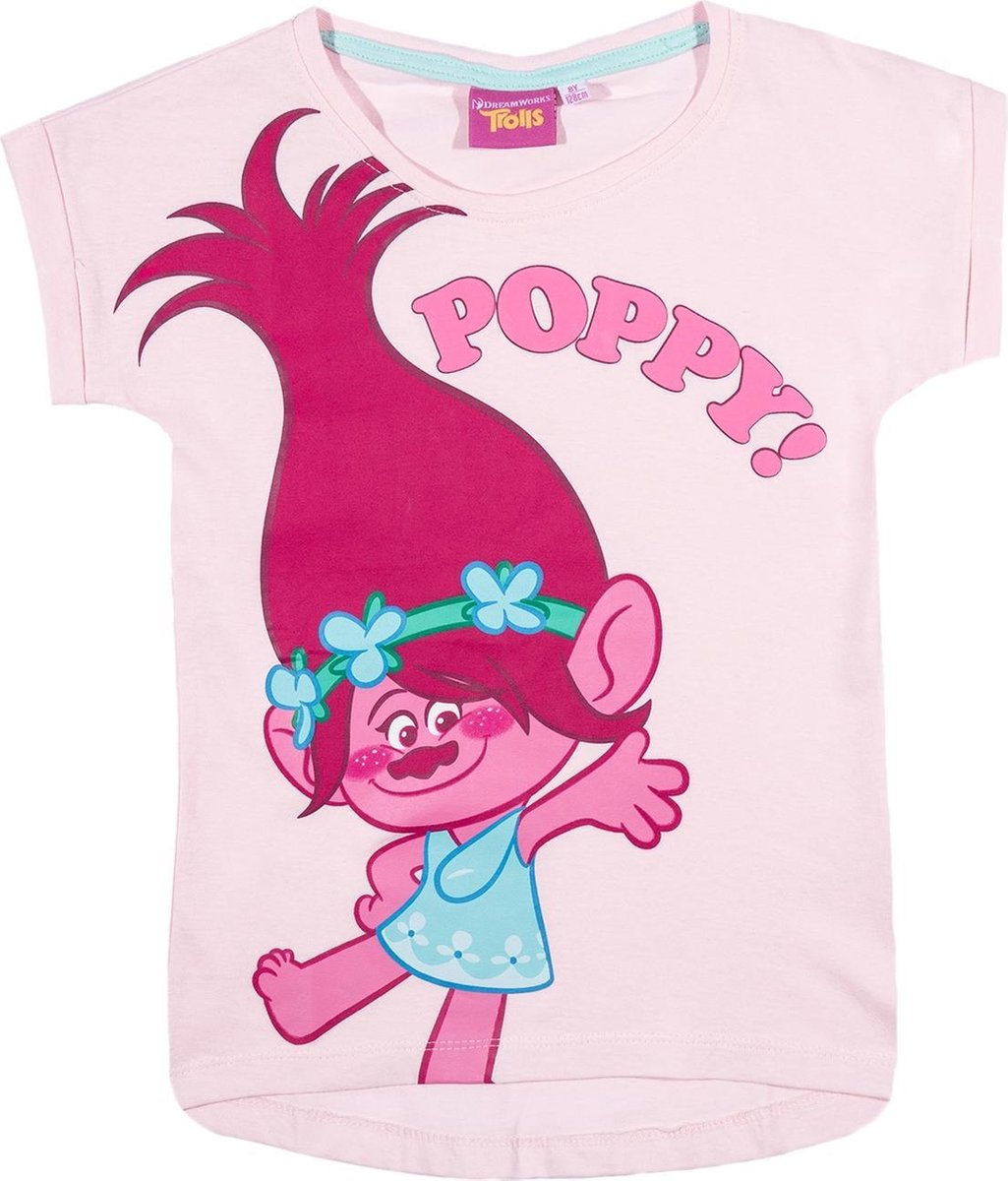 Trolls-T-shirt-met-korte-mouw-roze - Maat 152