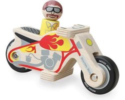 Indigo Jamm® Houten Motorfiets met Figuur – Speelgoed Motorbike voor Kinderen – Motorbike Micky – Houten Voertuig