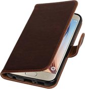 Zakelijke Book Case Telefoonhoesje Geschikt voor de Samsung Galaxy S7 Edge Plus G938F - Portemonnee Hoesje - Pasjeshouder Wallet Case - Mocca