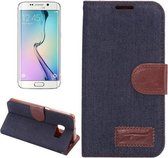Samsung Galaxy S6 Edge - Flip hoes cover case - PU leder - TPU - Stof - Denim
