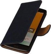 Hout Donker Blauw Honor 3c Book Wallet Case Hoesje