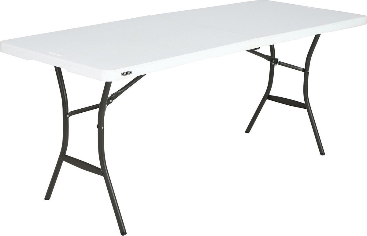 Lifetime inklapbare tafel Amy - stevige uitklapbare tafel - 182x70x74cm - wit