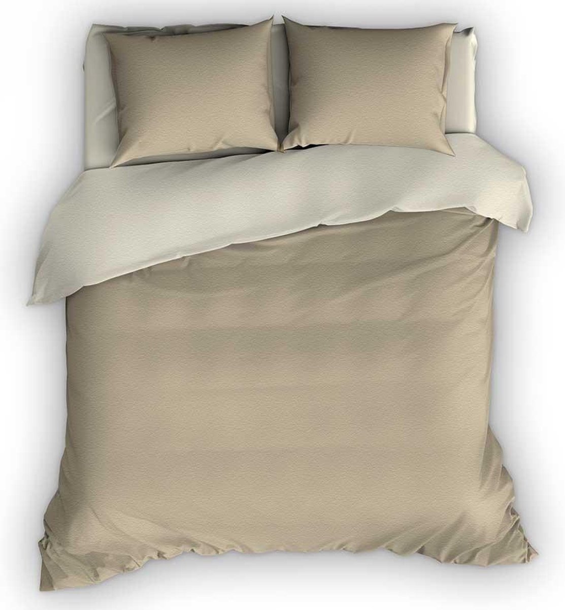 Romanette Dekbedovertrek Romanette flanel Comtesse - Sand/Ivoor - Lits-jumeaux (260x200/220 cm + 2 slopen) Taupe / zand