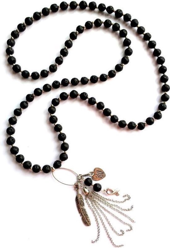 Keramiek ketting handgemaakt- uniek- lava rond main image 0