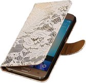 Lace Bookstyle Wallet Case Hoesjes Geschikt voor Samsung Galaxy Core i8260 Wit