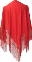 Manton espagnol - châle - uni rouge avec déguisement ou robe de flamenco