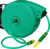 Bol.com tectake® Slanghaspel tuinslang waterslang - Automatische oprolfunctie - Met muurbevestiging en waterspuit - 20 m werkdru... aanbieding