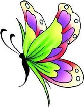 Vlinder glitter tattoo groen/paars