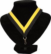 Halslint keycord/lanyard zwart/geel 40 cm voor medaille of insteekmapje