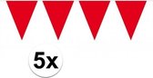 5x vlaggenlijn / slinger rood 10 meter - totaal 50 meter - slingers