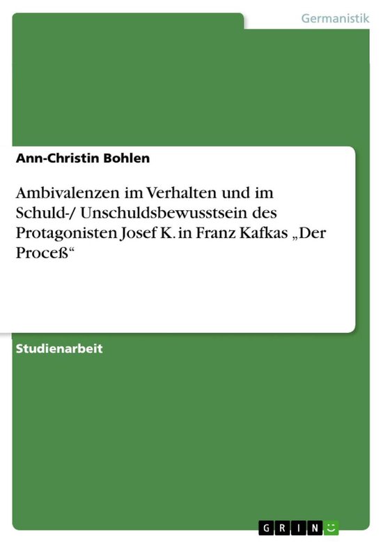 Ambivalenzen im Verhalten und im Schuld-/ Unschuldsbewusstse ... - cover