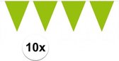 10x vlaggenlijn / slinger groen 10 meter - totaal 100 meter - slingers