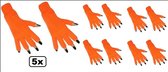5x Paar vingerloze handschoen oranje