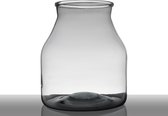 Transparante/grijze stijlvolle vaas/vazen van gerecycled glas 29 x 24 cm - Bloemen/boeketten vaas voor binnen gebruik