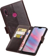 Zakelijke Book Case Telefoonhoesje Geschikt voor de Huawei Y9 2019 - Portemonnee Hoesje - Pasjeshouder Wallet Case - Mocca