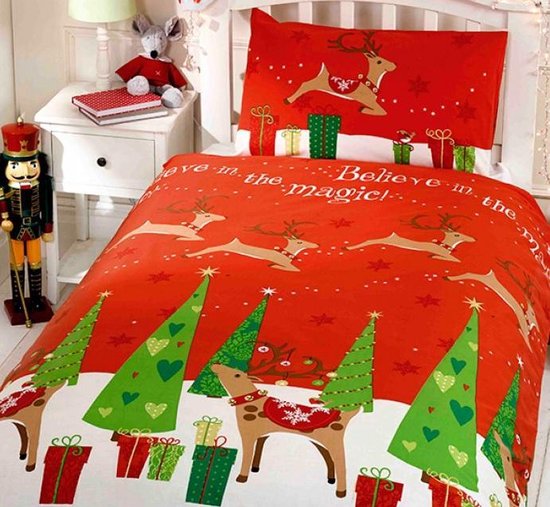 Kerstman Beddengoed Kerst Dekbedovertrek, Beddengoedset in Winterdesign Extra Zacht Winter Kerst Beddengoed Set Kerst Herten Rood Dekbedovertrek