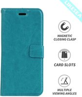 Sony Xperia XZ Premium turquoise hoesje met opbergvakjes voor pasjes en briefgeld