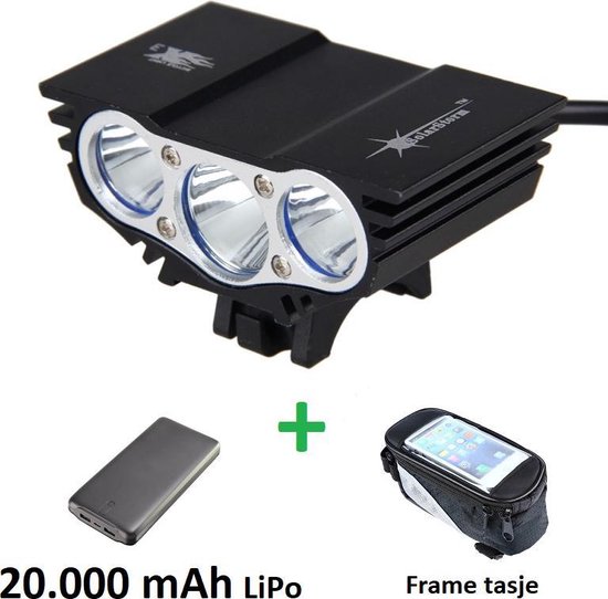 SolarStorm X3 set - USB MTB/race LED koplamp EXTREEM veel licht met 3x CREE  T6 LED -... | bol.com