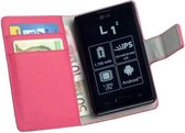 HC Bookstyle Flip Wallet case Telefoonhoesje LG Optimus L1 2 E410 Roze