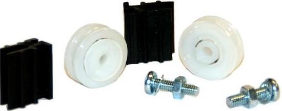 Wieltje 76mm voor schuifdeuren met wit kunststof loopvlak en kogellagers