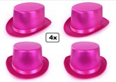 4x Hoge hoed metallic pink