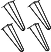 Hairpin poten tafelpoten 3-punt set van 4 - 35 cm - zwart