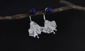 ZoDoll Bloem Oorhangers met Kristal en Lapis lazuli – Zilver ZD.02.01.046.01