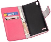 HC Bookcase Flip Wallet Telefoonhoesje - Huawei Ascend P6 Pink/Roze