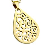 Amanto Ketting Boas Gold - 316L Staal - Druppel - 40x28mm  - 45cm